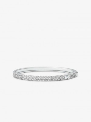 Michaelkors Precious Metal-Plated Sterling Silver Pavé Logo Prateadas | SN-MK27722
