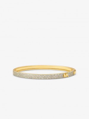 Michaelkors Precious Metal-Plated Sterling Silver Pavé Logo Douradas | SN-MK27723