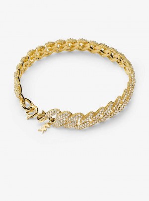 Michaelkors Precious Metal-Plated Sterling Silver Pavé Curb Link Douradas | SN-MK27750