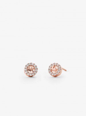 Michaelkors Precious Metal-Plated Sterling Silver Pavé Logo Studs Rosa Douradas | SN-MK27784
