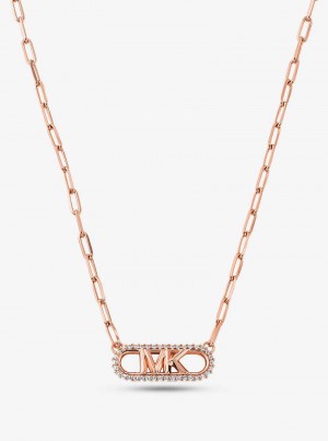 Michaelkors Precious Metal-Plated Sterling Silver Empire Logo Chain Link Rosa Douradas | SN-MK27794