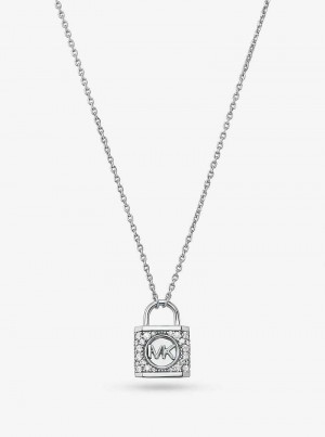 Michaelkors Precious Metal-Plated Sterling Silver Pavé Lock Prateadas | SN-MK27825