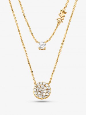 Michaelkors Precious Metal-Plated Sterling Silver Pavé Disc Layering Douradas | SN-MK27831