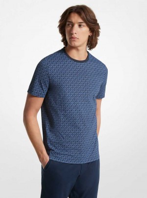 Michaelkors Signature Logo Print Cotton Azuis | SN-MK27960