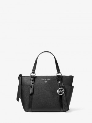 Michaelkors Sullivan Small Saffiano Leather Top-Zip Pretas | SN-MK26918