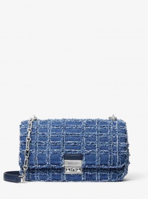 Michaelkors Tribeca Large Frayed Denim Azuis | SN-MK27007