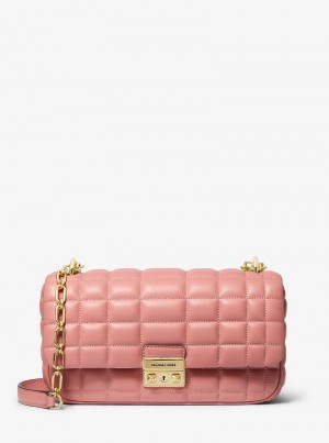 Michaelkors Tribeca Large Quilted Leather Rosa | SN-MK26998