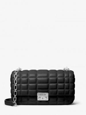 Michaelkors Tribeca Large Quilted Leather Pretas | SN-MK27032