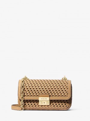 Michaelkors Tribeca Small Hand-Woven Leather Marrom | SN-MK26938