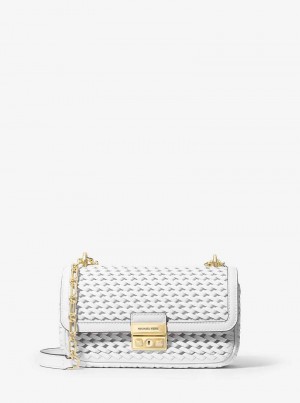 Michaelkors Tribeca Small Hand-Woven Leather Branco | SN-MK26939