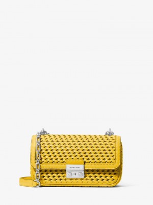 Michaelkors Tribeca Small Hand-Woven Leather Amarelas | SN-MK26944