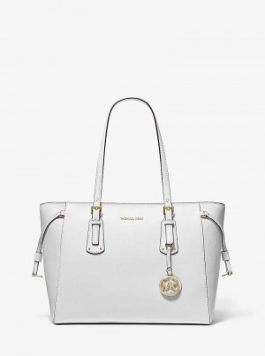 Michaelkors Voyager Medium Crossgrain Leather Branco | SN-MK26885