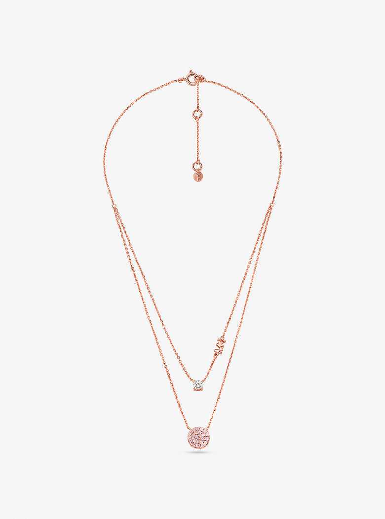 Michaelkors 14K Rose Gold-Plated Sterling Silver Pavé Disc Layering Rosa Douradas | SN-MK27802