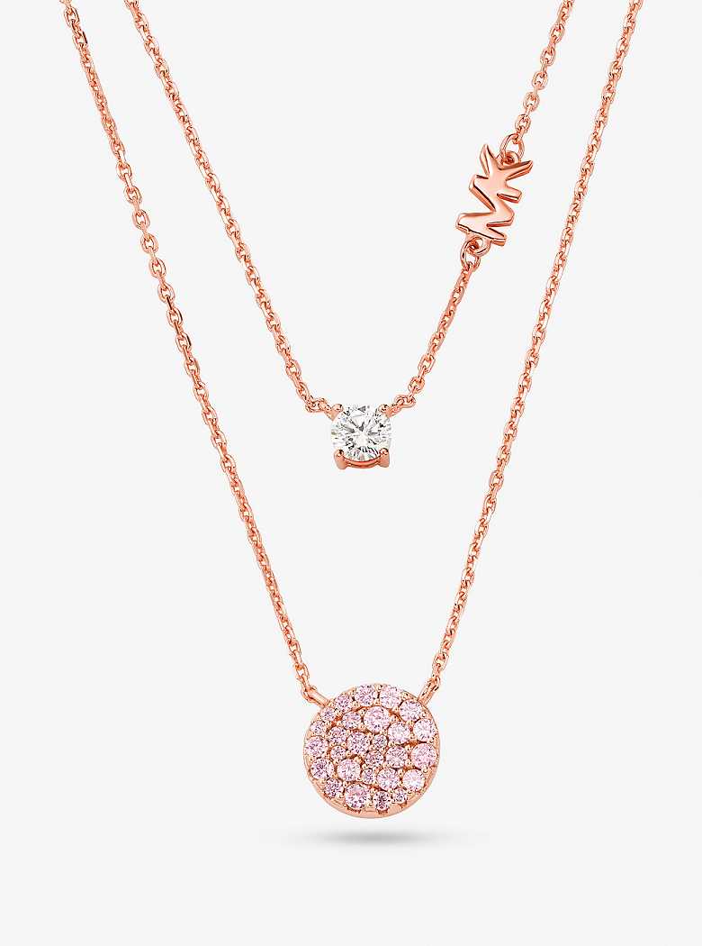 Michaelkors 14K Rose Gold-Plated Sterling Silver Pavé Disc Layering Rosa Douradas | SN-MK27802