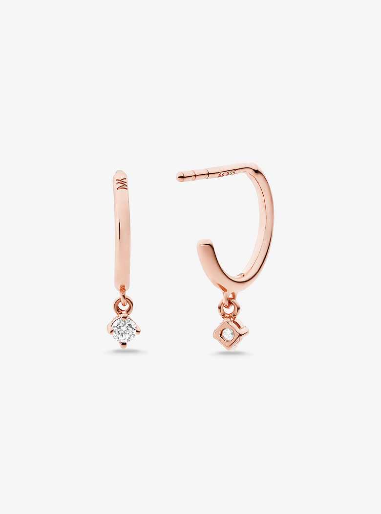 Michaelkors 14K Rose Gold-Plated Stone Huggie Rosa Douradas | SN-MK27786