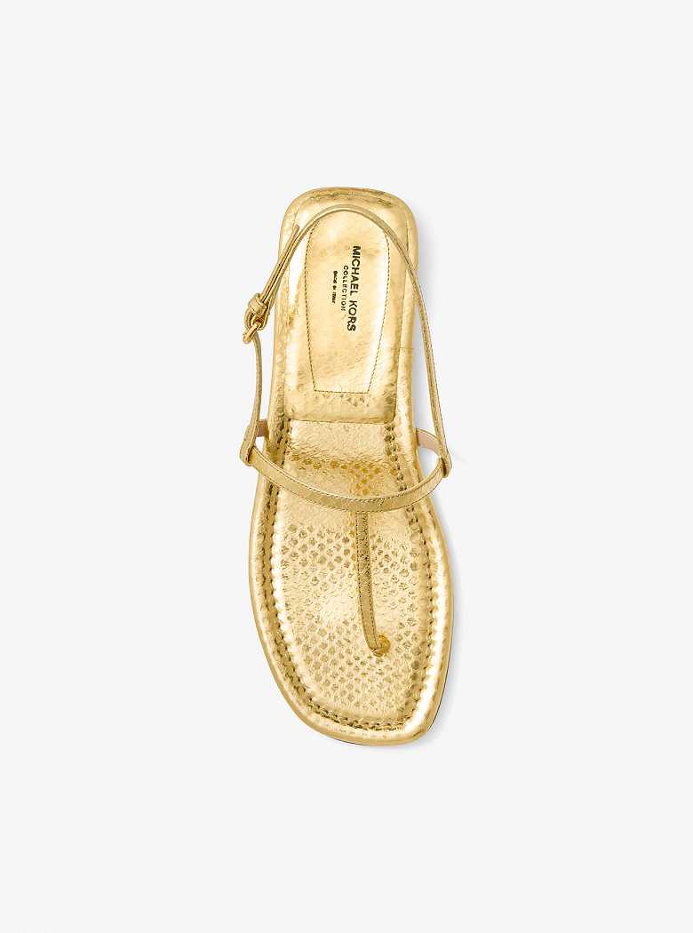 Michaelkors Ali Metallic Python Embossed Leather Douradas | SN-MK27683