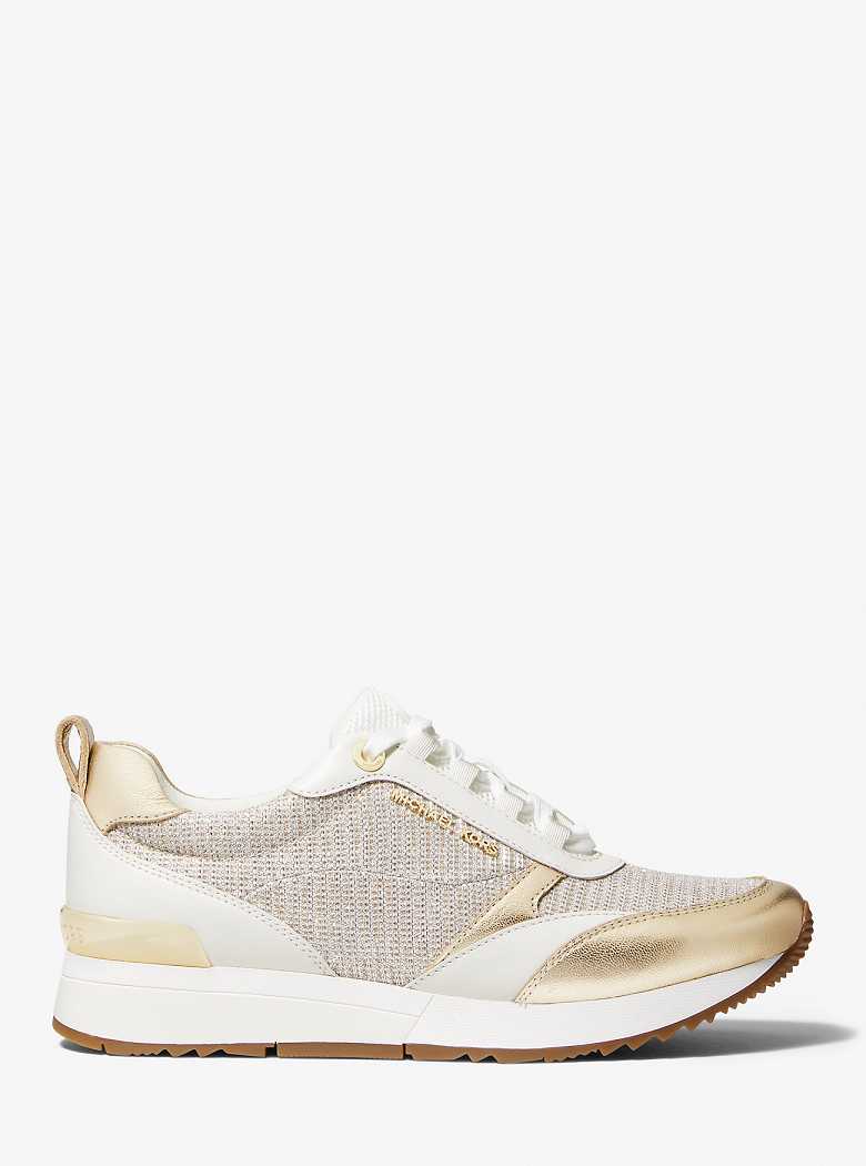Michaelkors Allie Stride Leather and Glitter Chain-Mesh Cinzentas | SN-MK27410