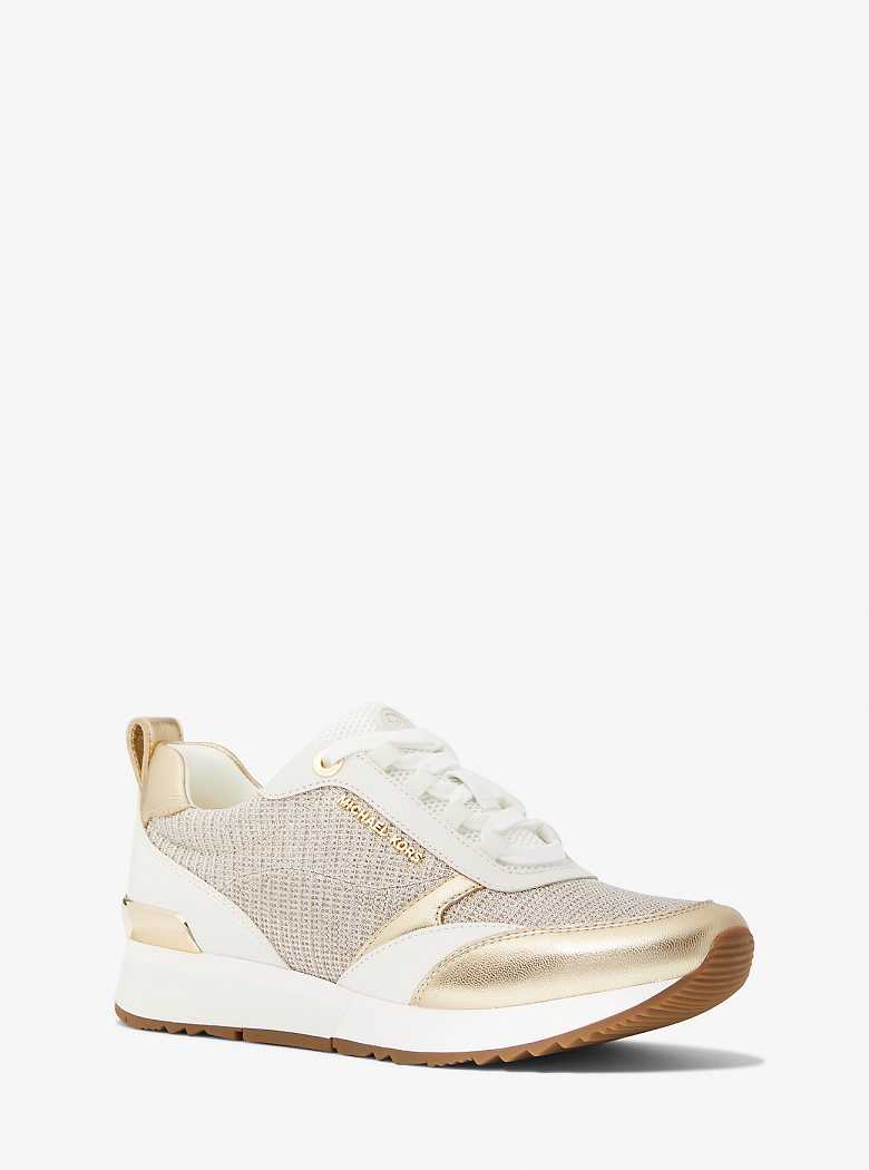 Michaelkors Allie Stride Leather and Glitter Chain-Mesh Cinzentas | SN-MK27410