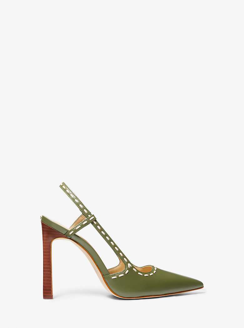 Michaelkors Alora Hand-Stitched Leather Verde Oliva | SN-MK27642