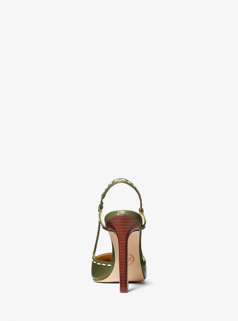 Michaelkors Alora Hand-Stitched Leather Verde Oliva | SN-MK27642