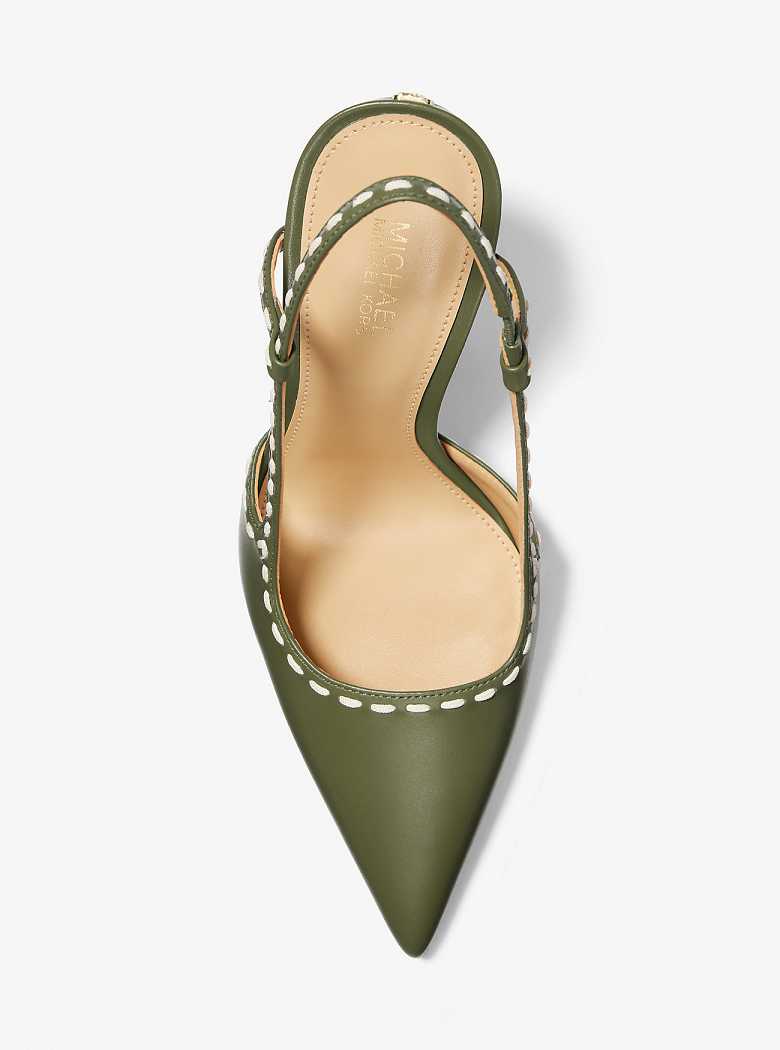Michaelkors Alora Hand-Stitched Leather Verde Oliva | SN-MK27642
