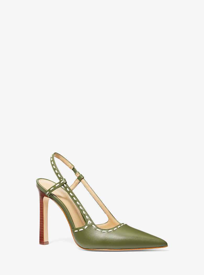 Michaelkors Alora Hand-Stitched Leather Verde Oliva | SN-MK27642