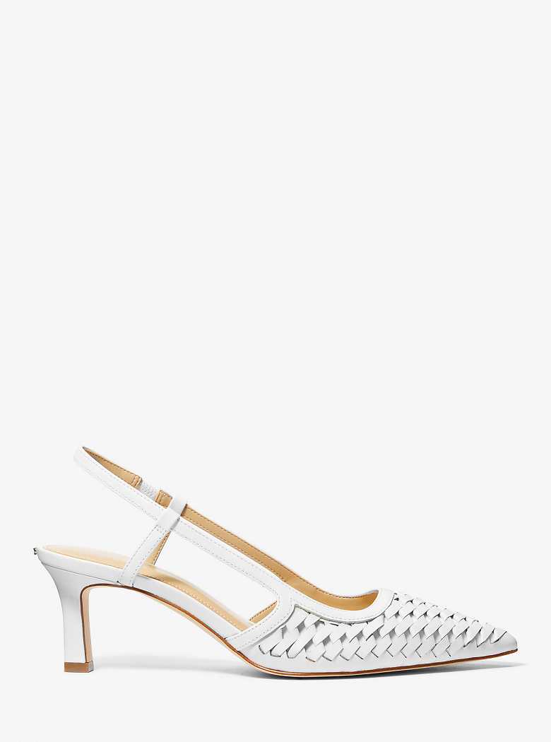 Michaelkors Alora Hand-Woven Leather Branco | SN-MK27505