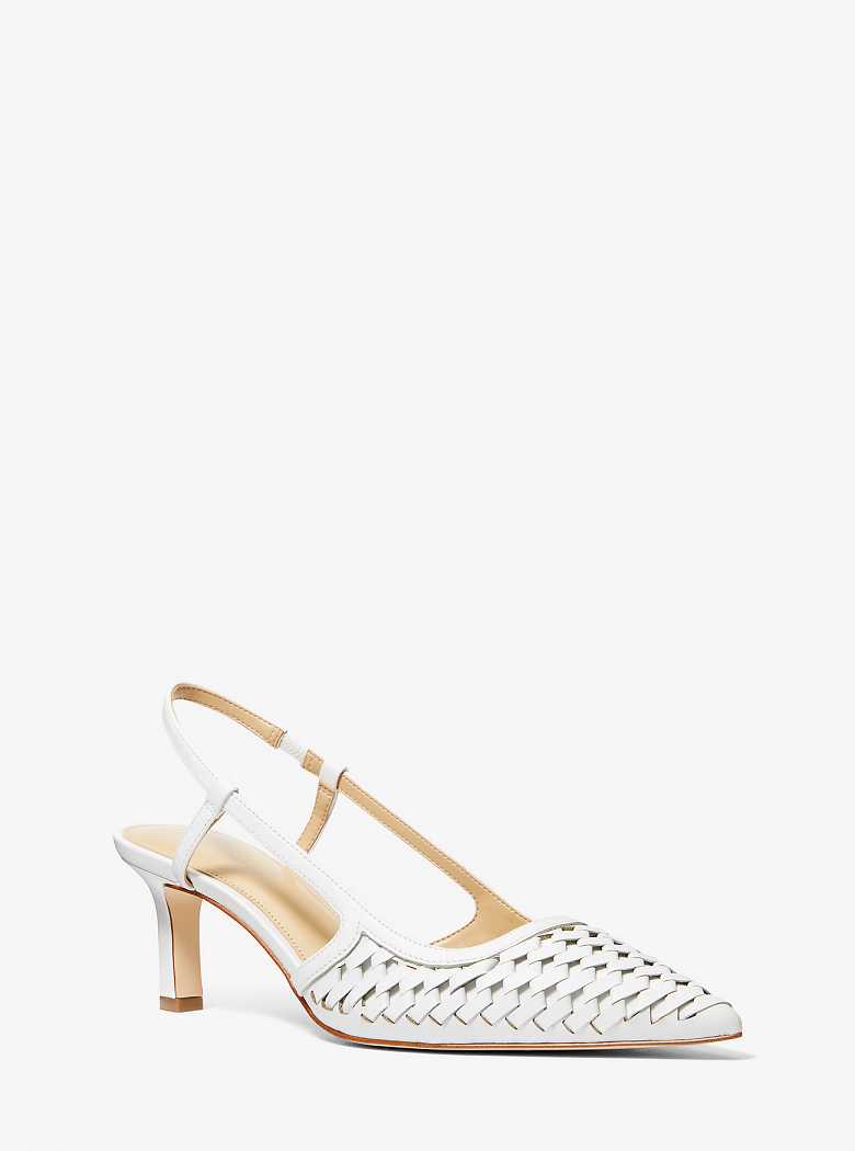 Michaelkors Alora Hand-Woven Leather Branco | SN-MK27505