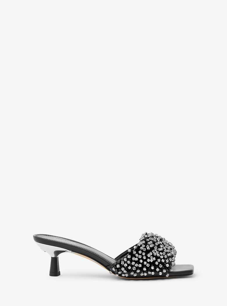 Michaelkors Amal Crystal Embellished Leather Pretas | SN-MK27498