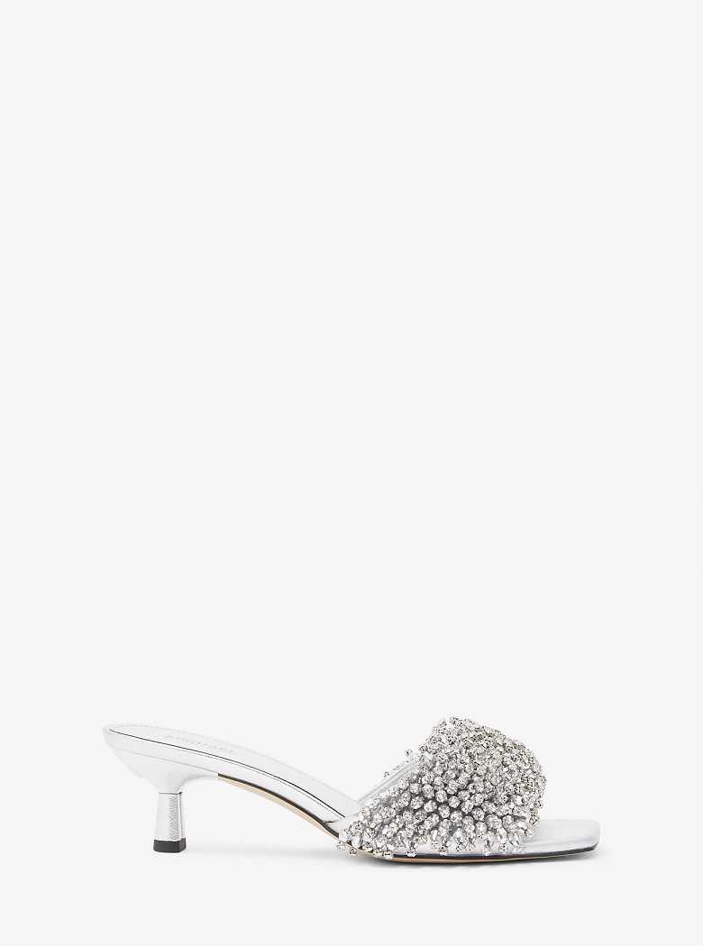 Michaelkors Amal Crystal Embellished Metallic Leather Prateadas | SN-MK27497