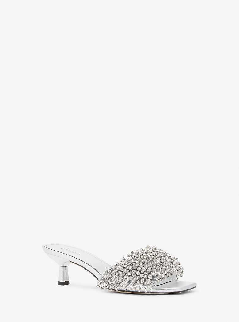 Michaelkors Amal Crystal Embellished Metallic Leather Prateadas | SN-MK27497
