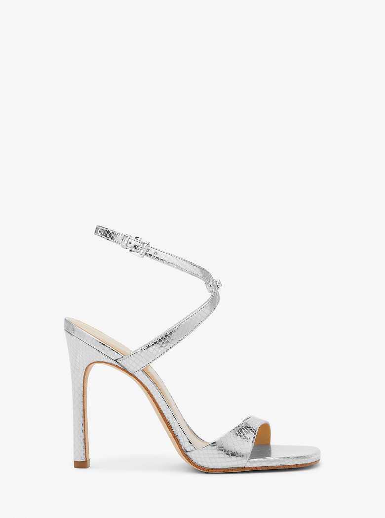 Michaelkors Amara Metallic Snake Embossed Leather Prateadas | SN-MK27525