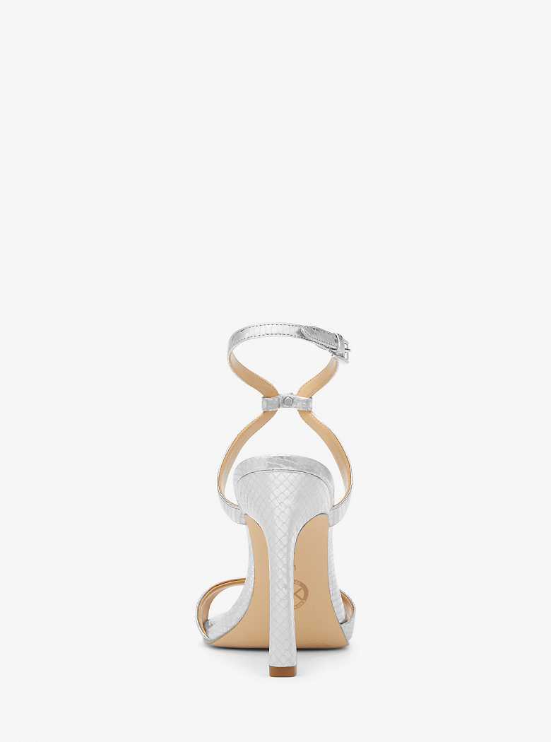 Michaelkors Amara Metallic Snake Embossed Leather Prateadas | SN-MK27525