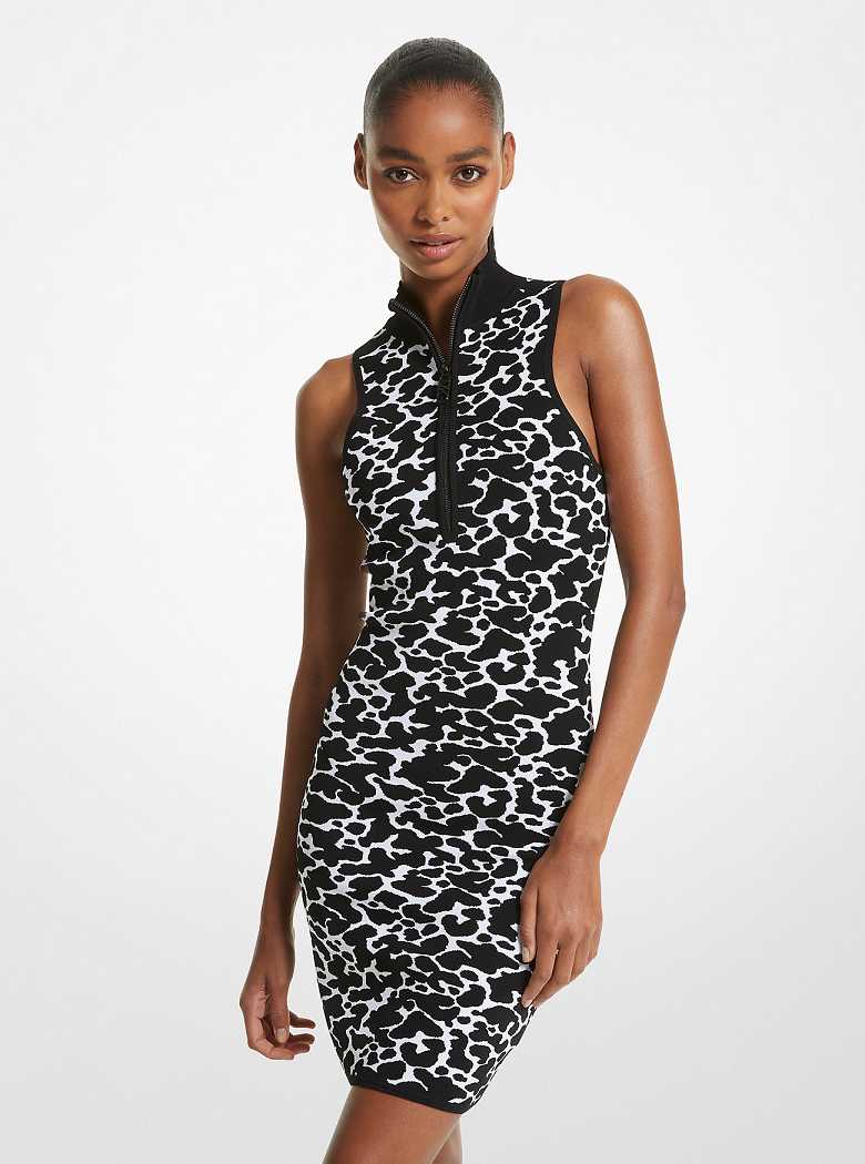 Michaelkors Animal Jacquard Zip-Up Pretas Branco | SN-MK26704