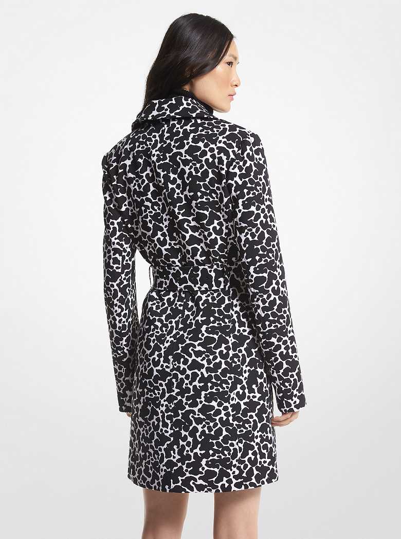 Michaelkors Animal Print Stretch Crepe Trench Branco | SN-MK26605