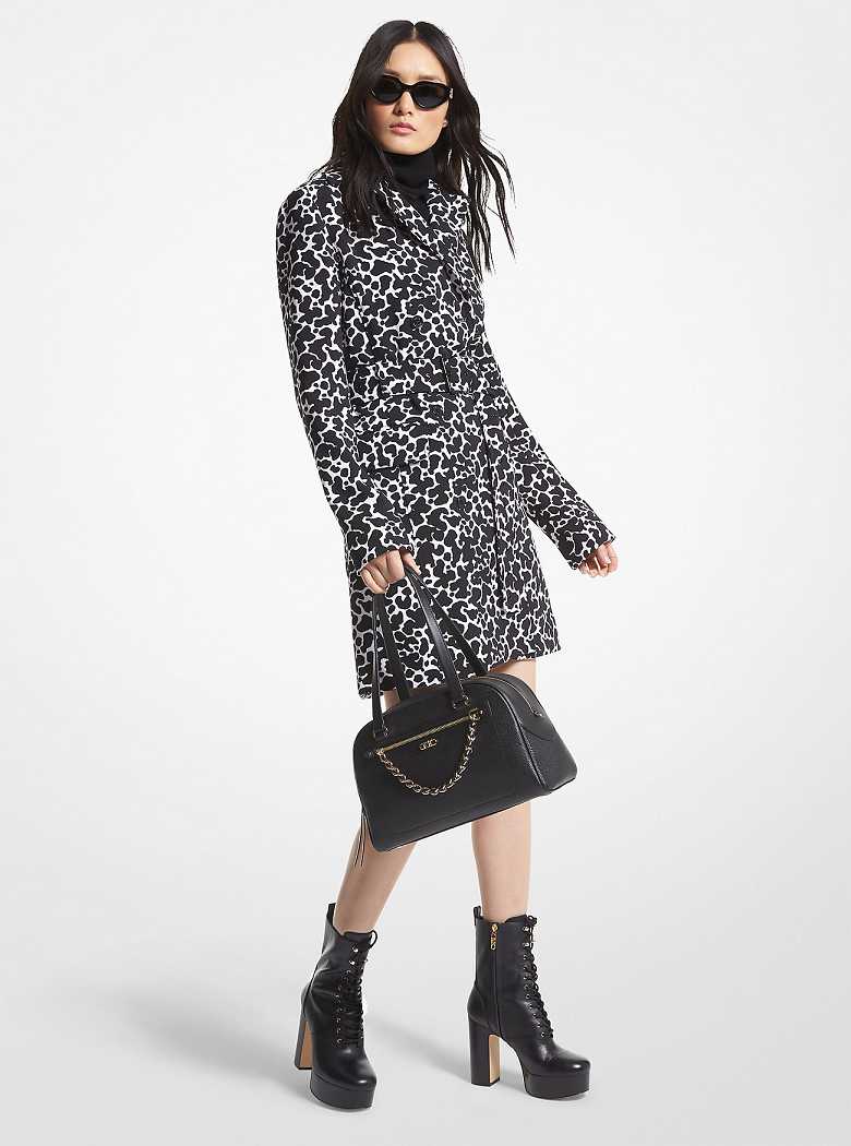 Michaelkors Animal Print Stretch Crepe Trench Branco | SN-MK26605