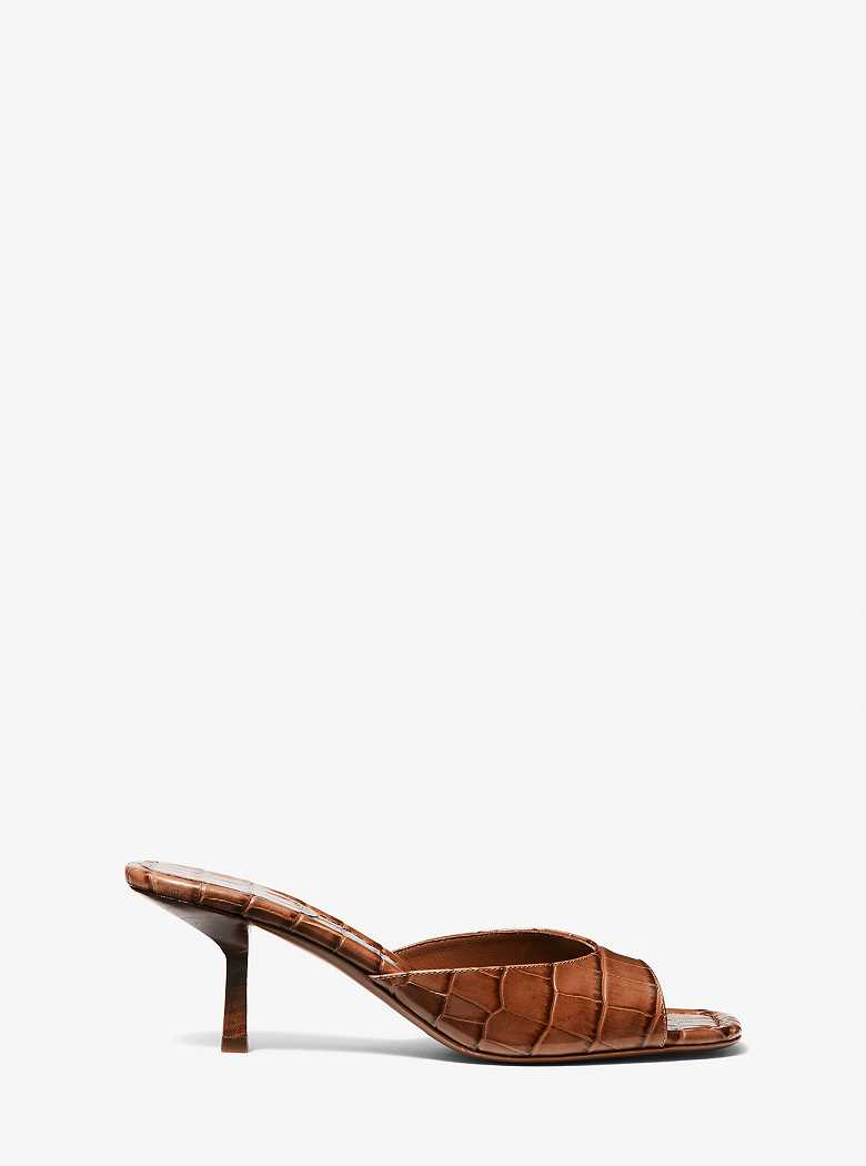 Michaelkors Anita Crocodile Embossed Leather Marrom | SN-MK27594