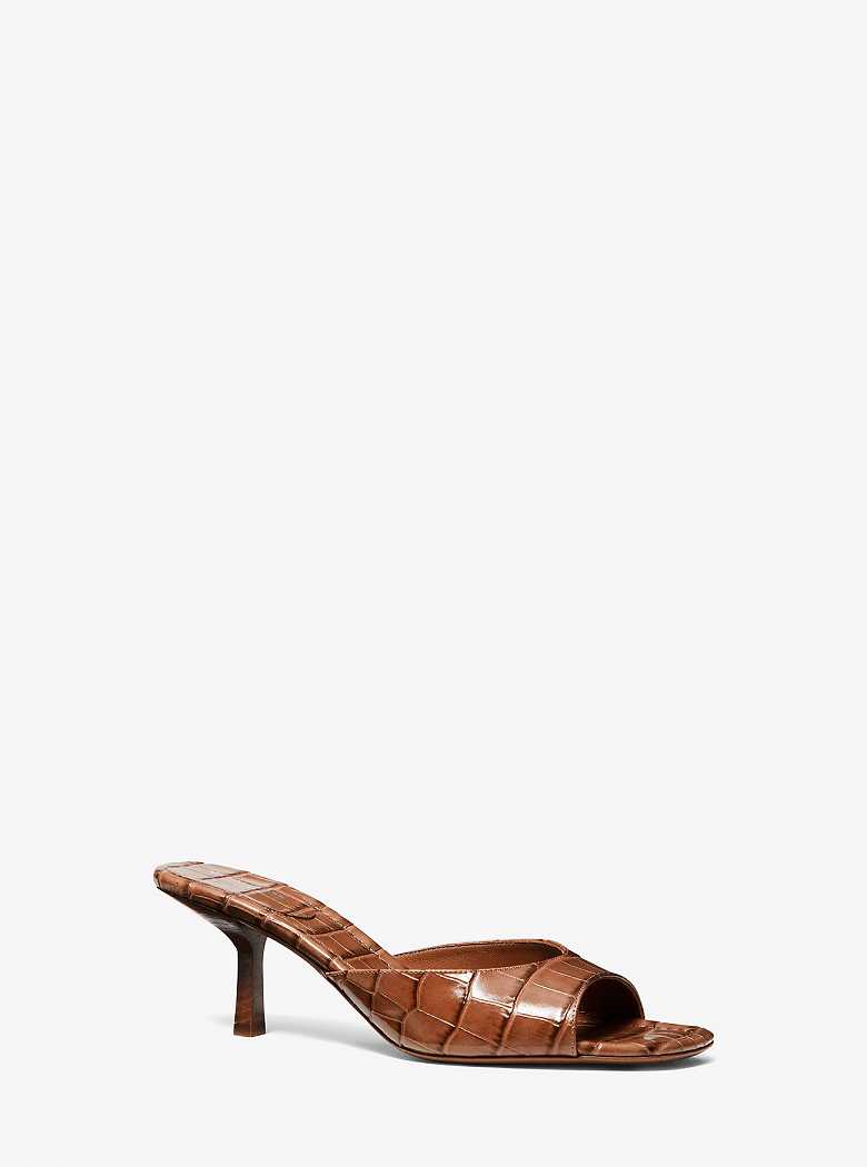 Michaelkors Anita Crocodile Embossed Leather Marrom | SN-MK27594