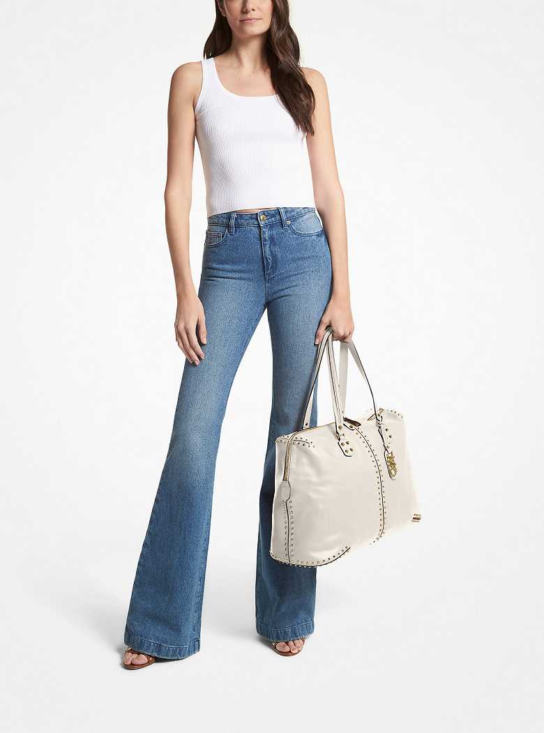 Michaelkors Astor Extra-Large Studded Leather Creme | SN-MK28160