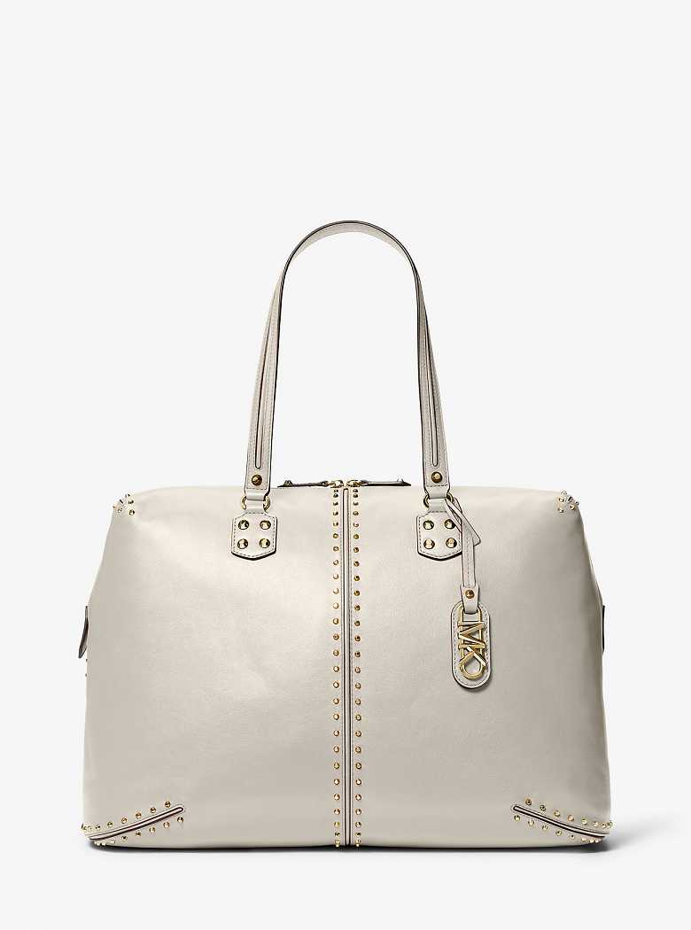 Michaelkors Astor Extra-Large Studded Leather Creme | SN-MK28160