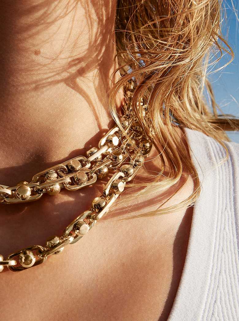 Michaelkors Astor Large Precious Metal-Plated Brass Link Douradas | SN-MK27800