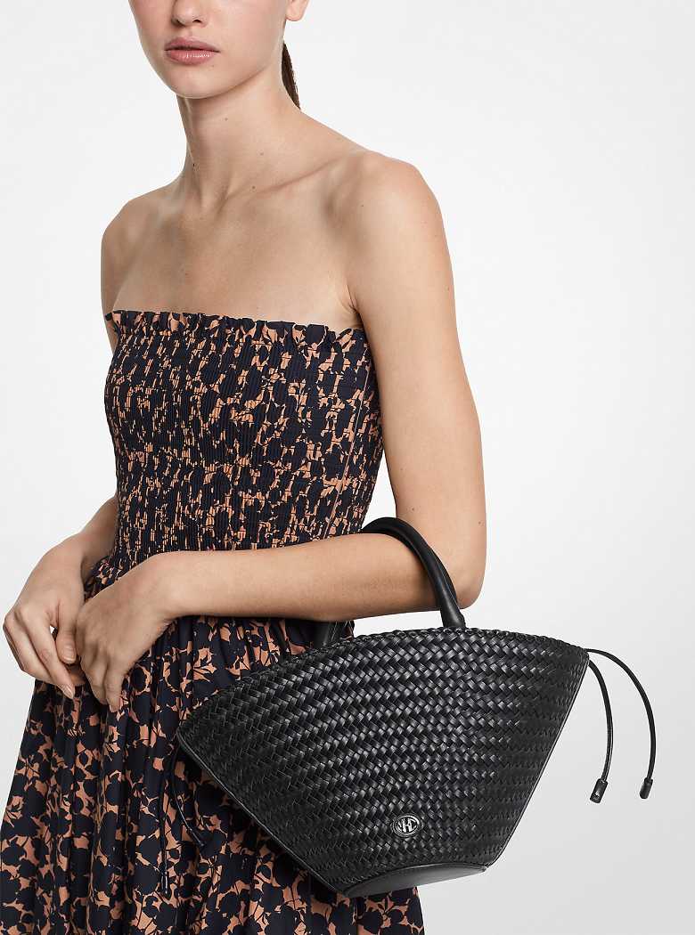 Michaelkors Audrey Woven Leather Pretas | SN-MK27052