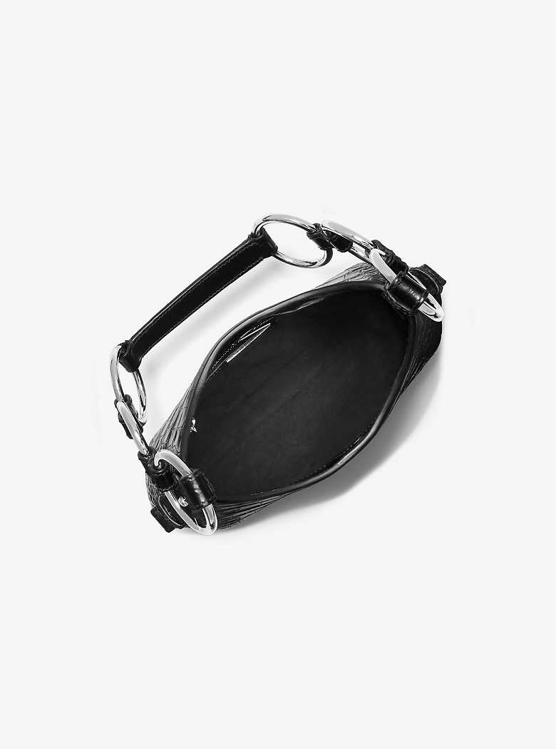 Michaelkors Bardot Mini Crocodile Embossed Leather Pretas | SN-MK27091