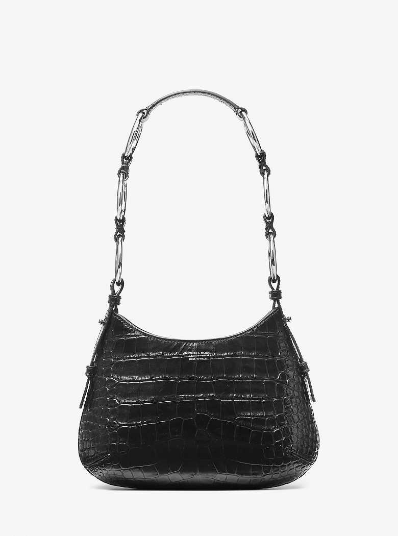 Michaelkors Bardot Mini Crocodile Embossed Leather Pretas | SN-MK27091