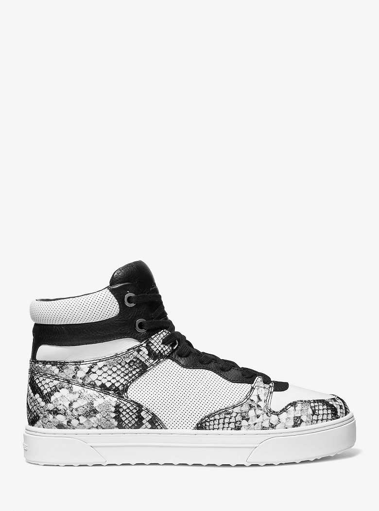 Michaelkors Barett Snake Embossed Leather High-Top Branco | SN-MK28245