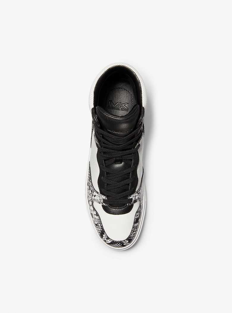Michaelkors Barett Snake Embossed Leather High-Top Branco | SN-MK28245