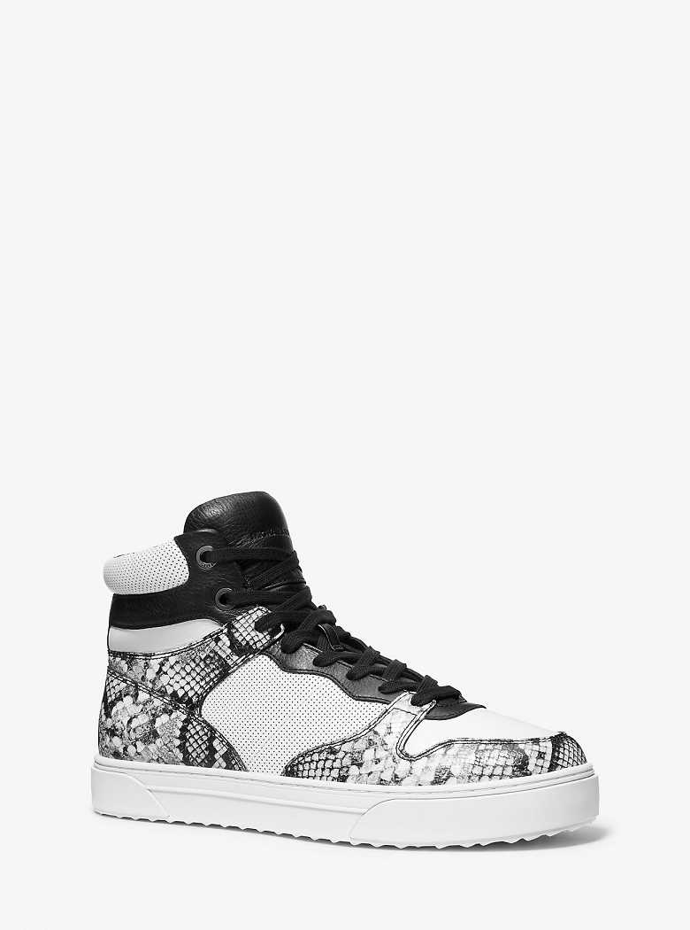 Michaelkors Barett Snake Embossed Leather High-Top Branco | SN-MK28245