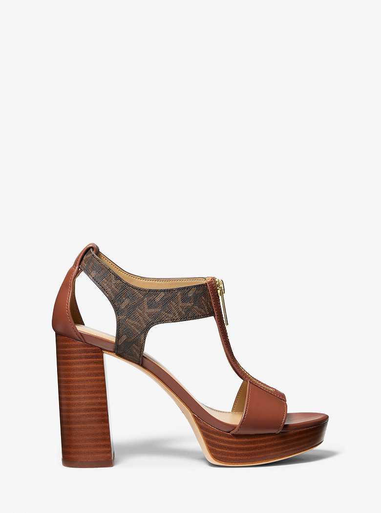 Michaelkors Berkley Empire Signature Logo and Leather Block Marrom | SN-MK27609