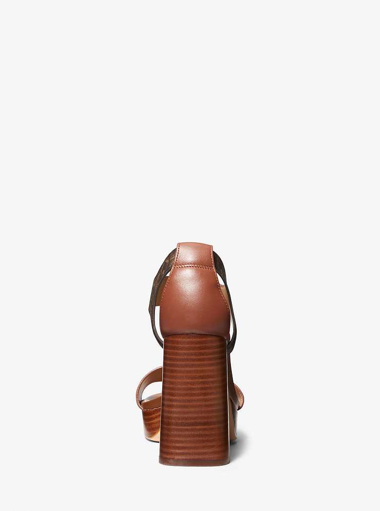 Michaelkors Berkley Empire Signature Logo and Leather Block Marrom | SN-MK27609
