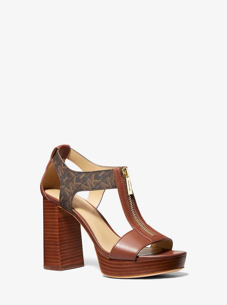 Michaelkors Berkley Empire Signature Logo and Leather Block Marrom | SN-MK27609